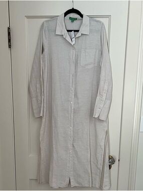NWT J. Crew Linen and Cotton Blend Lightweight Button-Front Shirt Dress